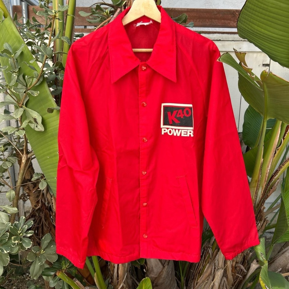 Vintage 1970s K40 Power Ebert Red Nylon Coach Jacket Men’s XL